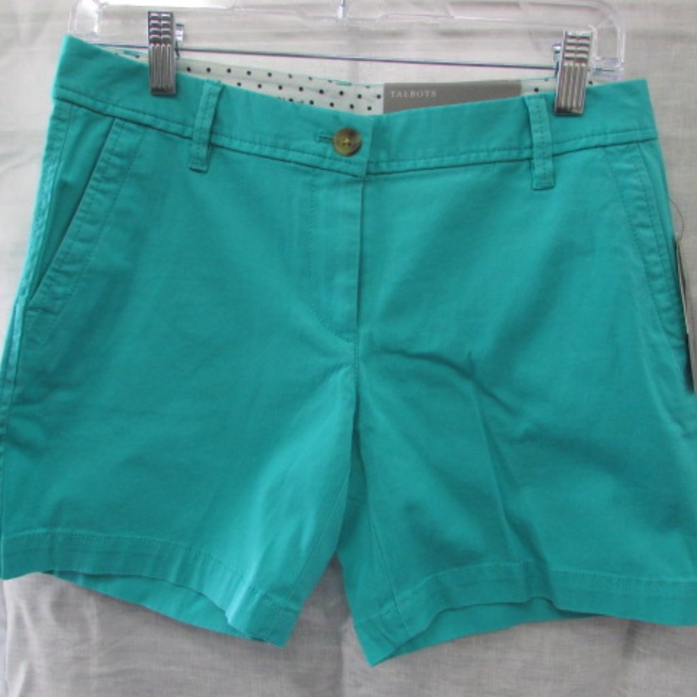 Talbots Green Girlfriend Chino 6" Linen Shorts - Petite